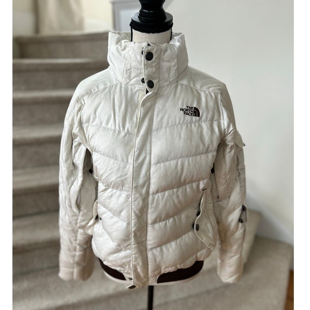 Y2K North Face 600 RECCO White & Brown Goose Down Puffer Jacket Gorpcore